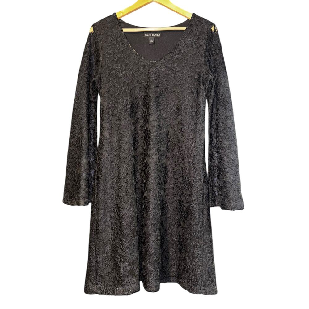 Danillo Boutique Black Lace Dress Women's Size 8 Knee‎ Length Witchy Whimsy Goth